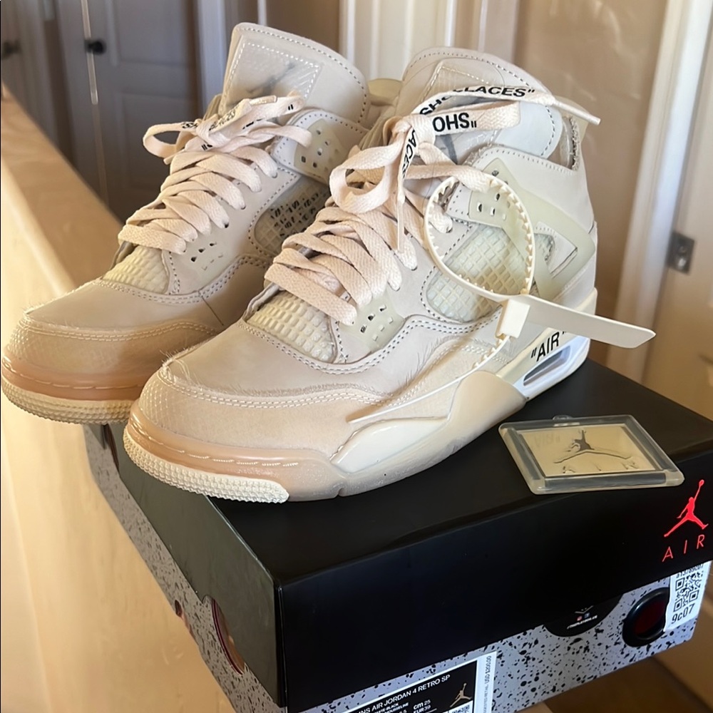 Off-White Air Jordan 4 in Cream and White